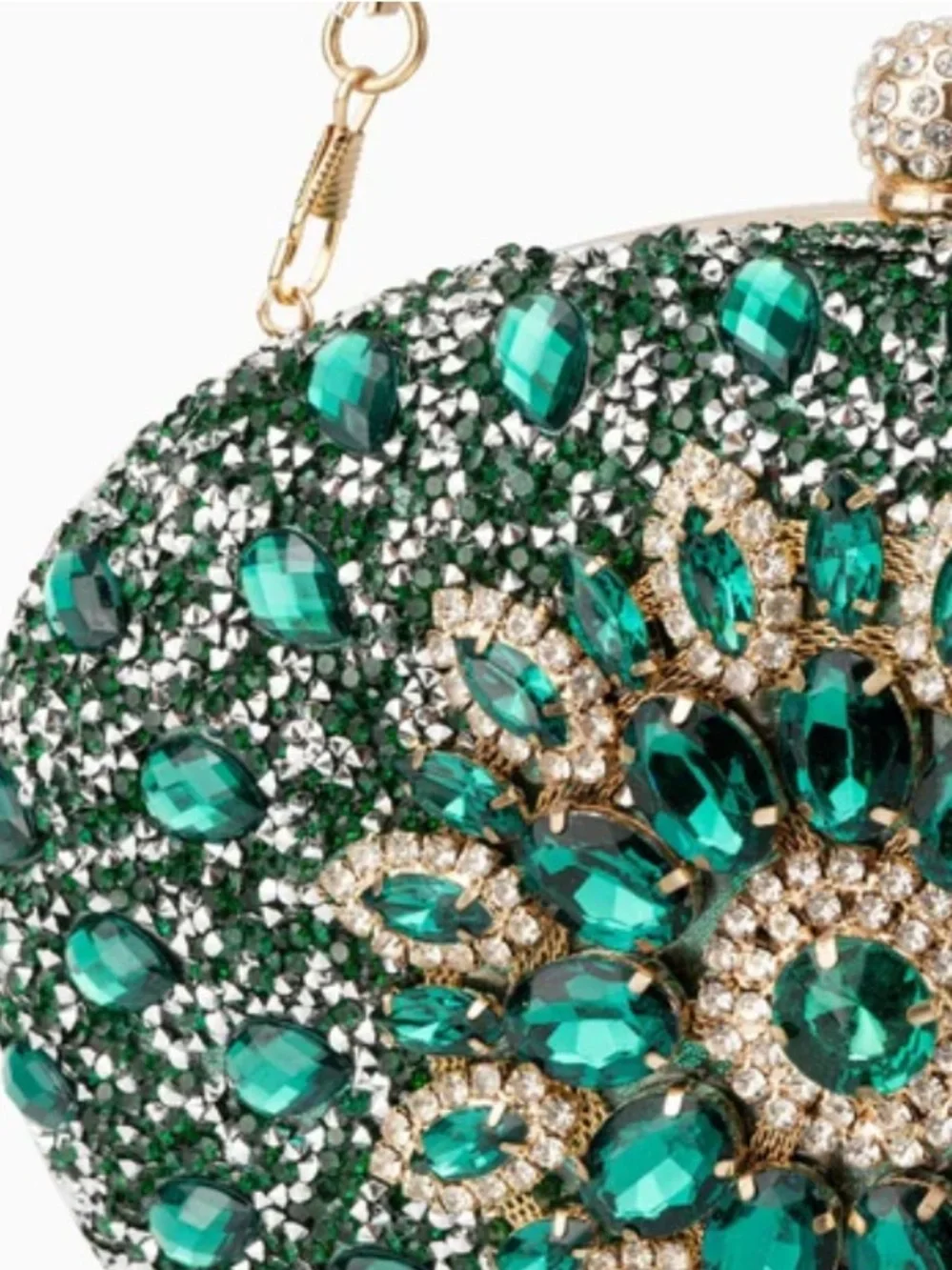 RAMLA Embellished Emerald Crystal Evening Clutch Crossbody Hand Bag